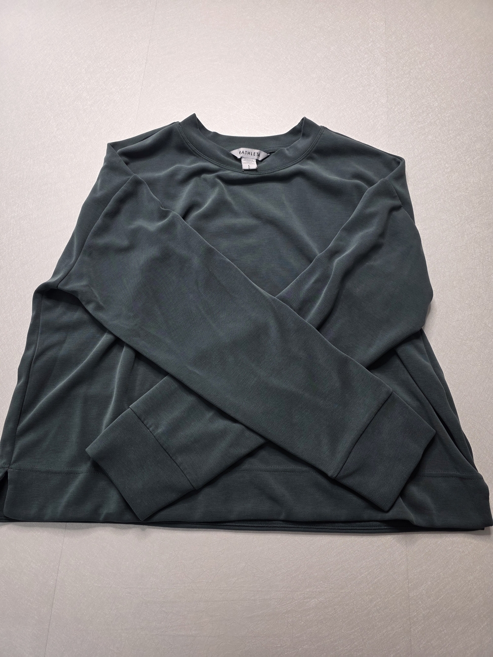 Athleta Seasoft Crewneck Sweatshirt, Dark Green, size L